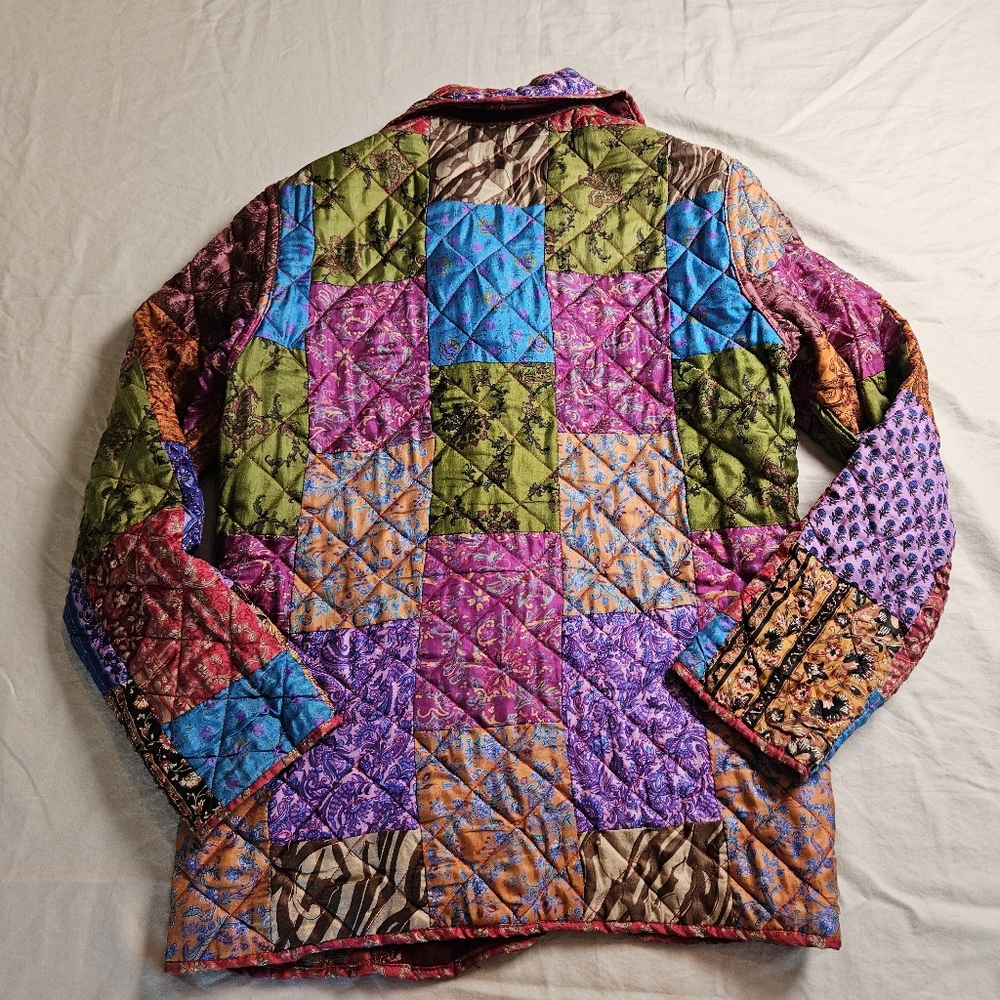 Vintage Coldwater Creek Reversible Velvet Jacket XS Boho Y2K Grandmacore Quilted - Picture 12 of 12